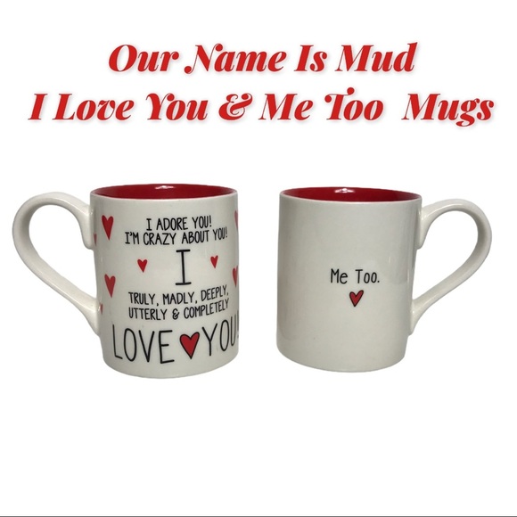 Our Name Is Mud “I Love You” Set of 2 Mugs - Picture 1 of 15